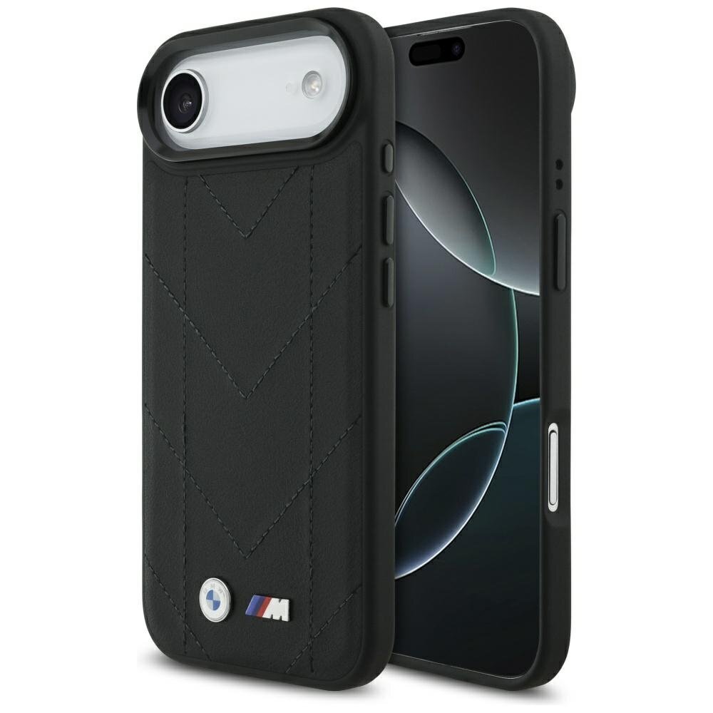 iPhone 17 Air dėklas BMW M Quilted Logo, MagSafe – juodas
