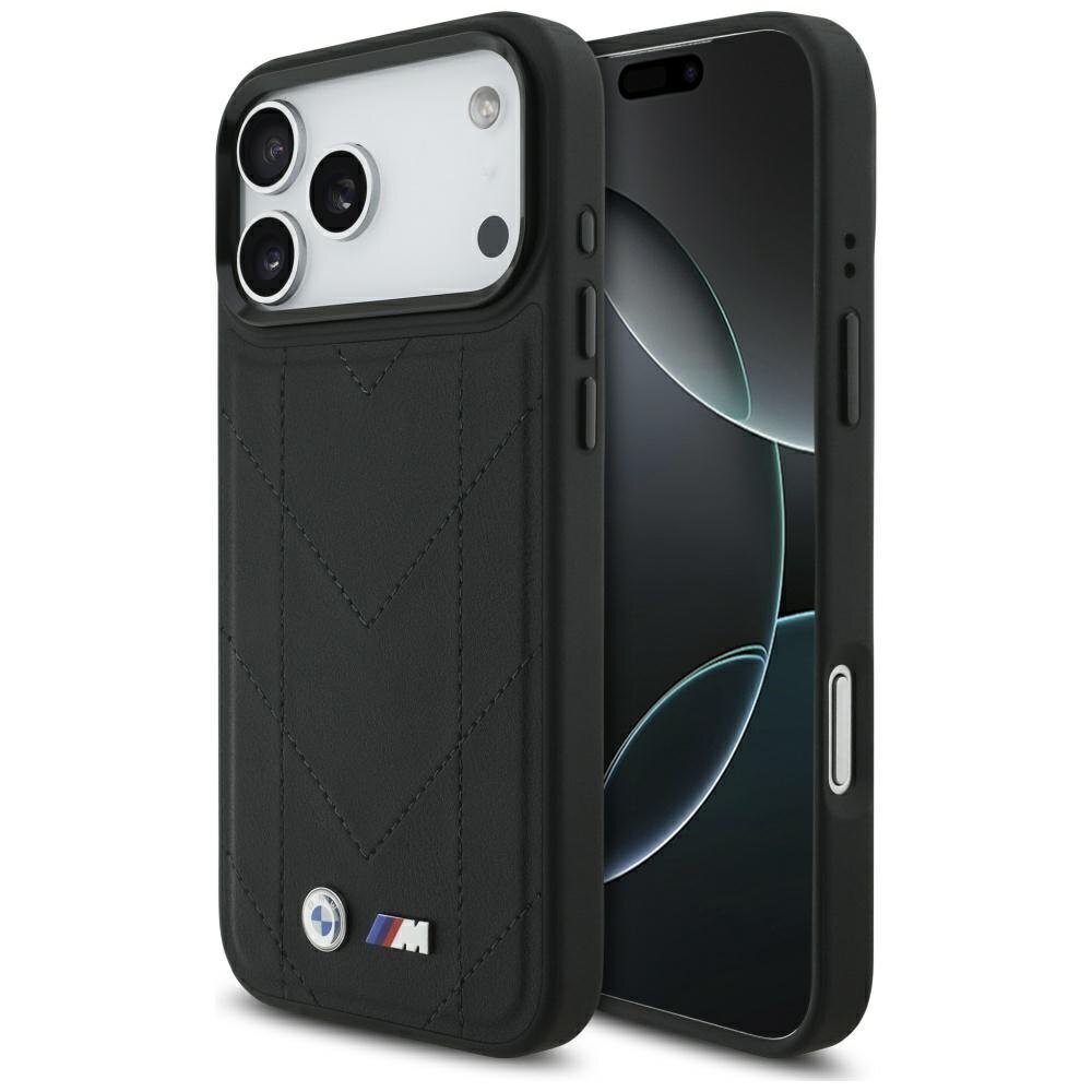 iPhone 17 Pro Max dėklas BMW M Quilted Logo su MagSafe – juodas