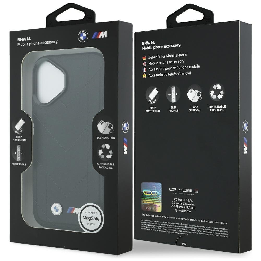 iPhone 17 dėklas BMW M Quilted Logo, MagSafe – juodas 7