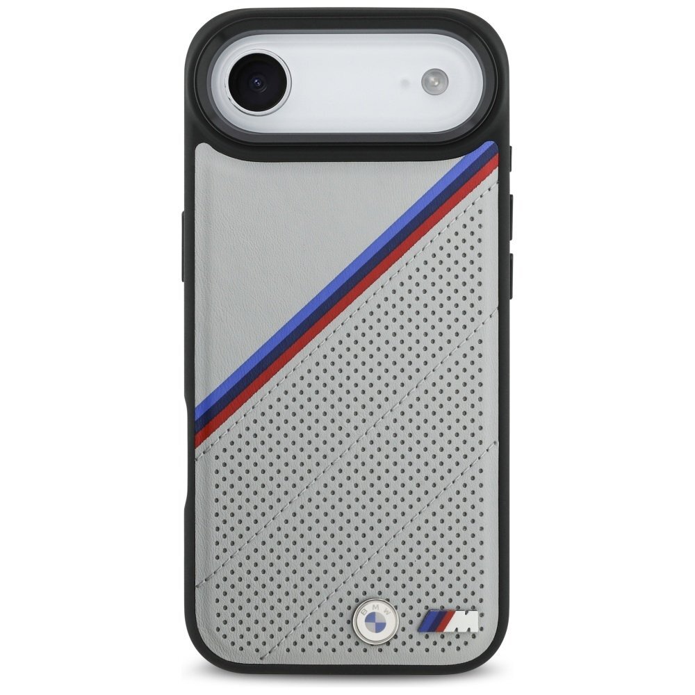 iPhone 17 Air dėklas BMW M Tricolor Metal Logo, MagSafe – pilkas 2
