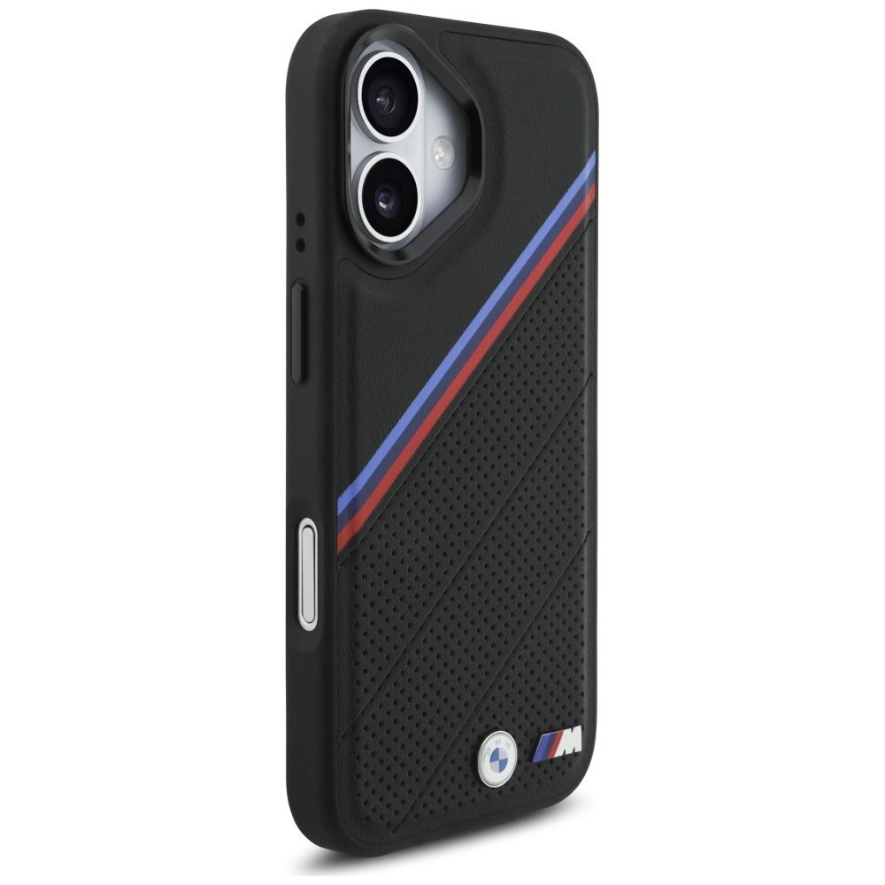 iPhone 17 dėklas BMW M Tricolor Metal Logo, MagSafe – juodas 3