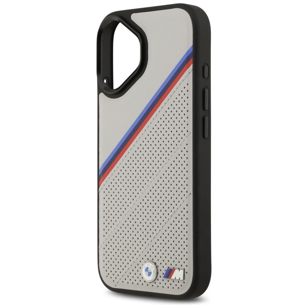 iPhone 17 dėklas BMW M Tricolor Metal Logo, MagSafe – pilkas 5 iPhone 17 dėklas BMW M Tricolor Metal Logo, MagSafe – pilkas 5