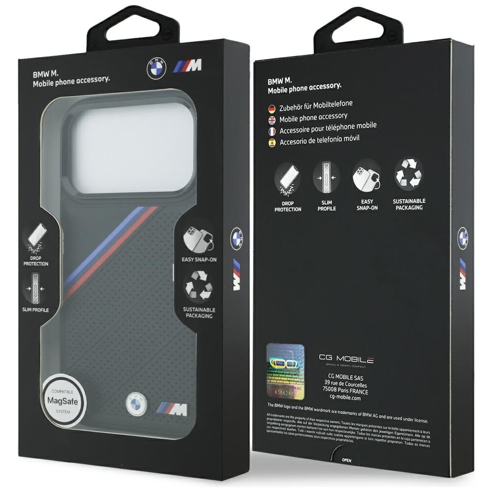 iPhone 17 Pro dėklas BMW M Tricolor Metal Logo, MagSafe – juodas 7 iPhone 17 Pro dėklas BMW M Tricolor Metal Logo, MagSafe – juodas 7