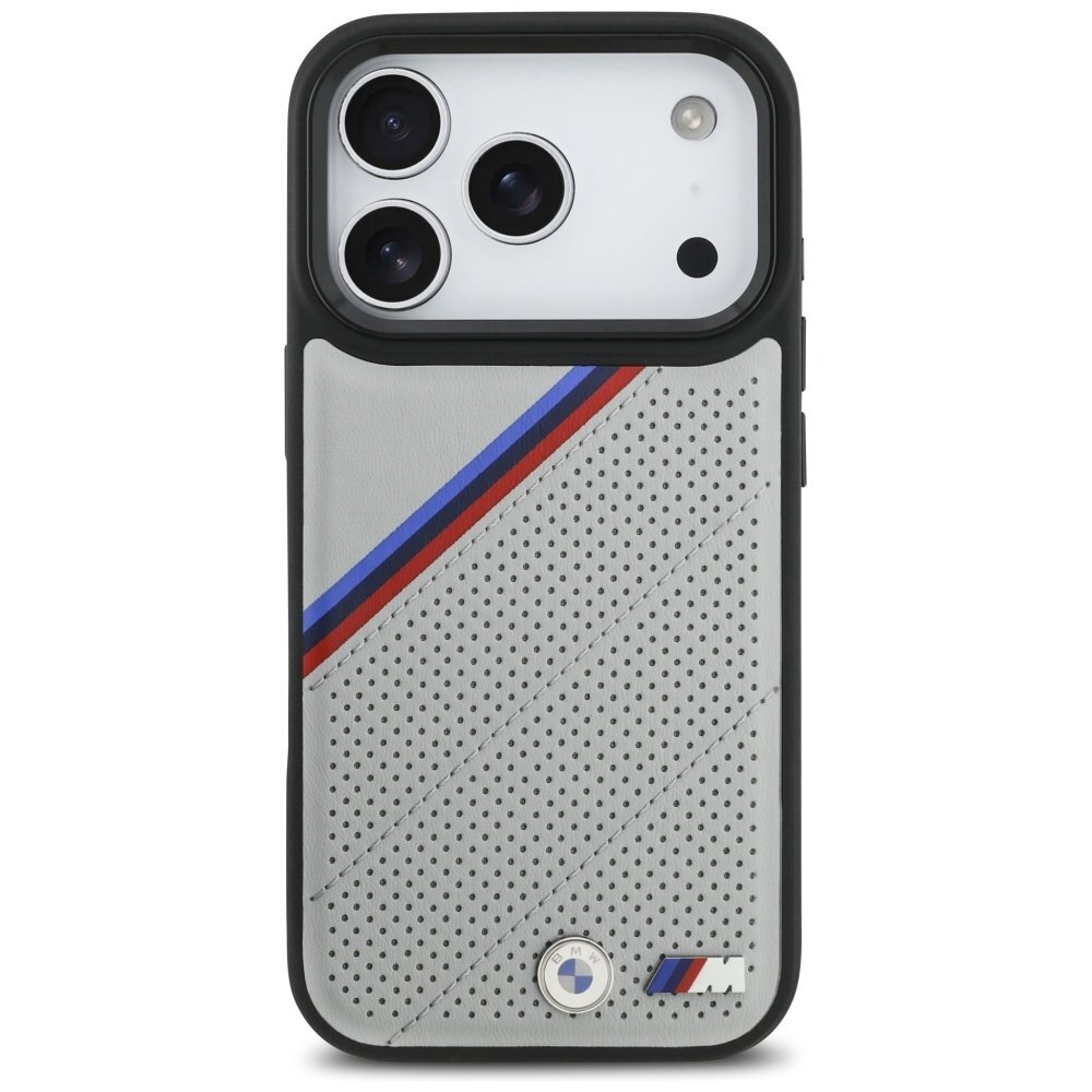 iPhone 17 Pro dėklas BMW M Tricolor Metal Logo su MagSafe – pilkas 2