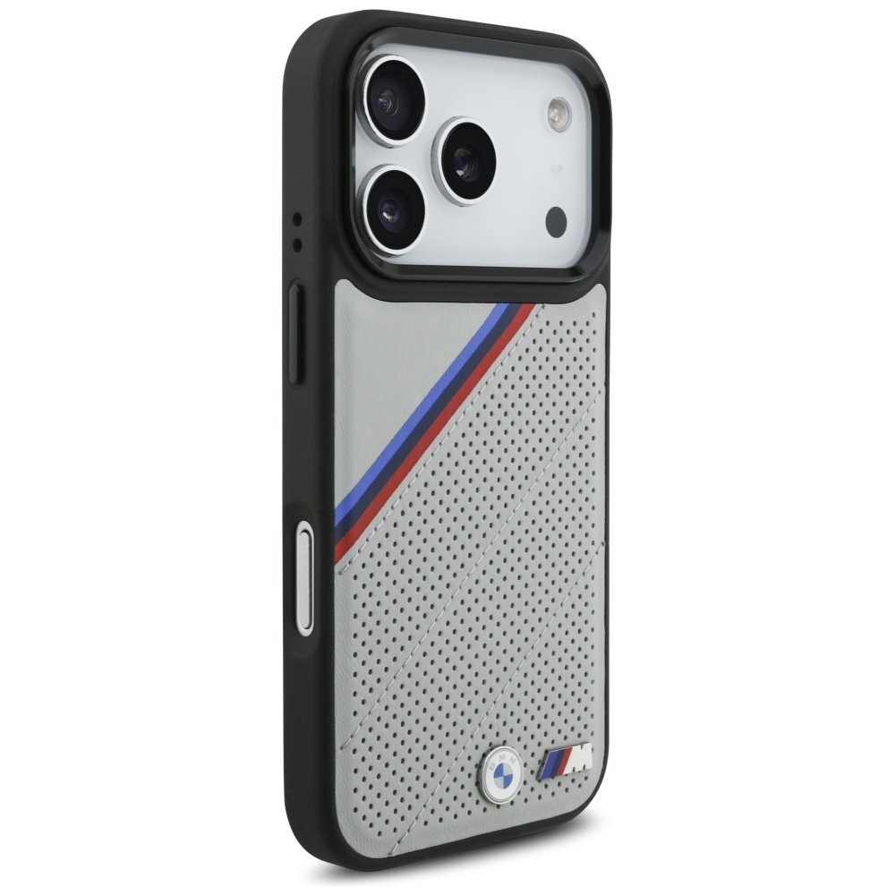 iPhone 17 Pro dėklas BMW M Tricolor Metal Logo su MagSafe – pilkas 3