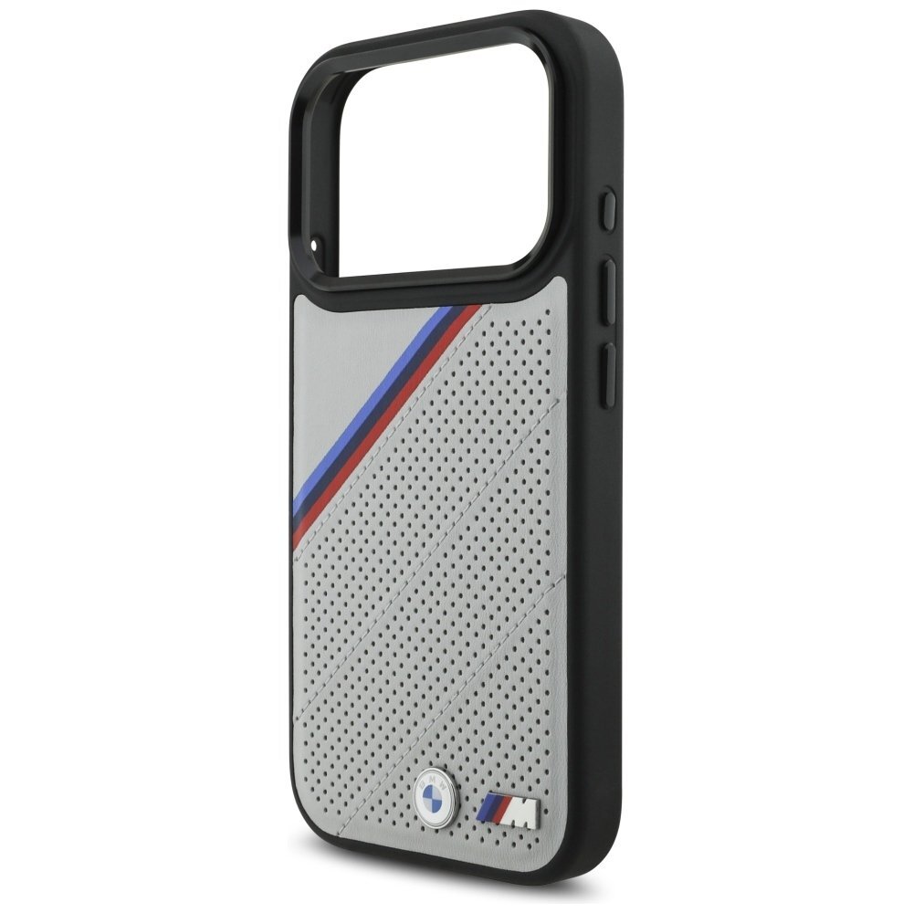 iPhone 17 Pro dėklas BMW M Tricolor Metal Logo su MagSafe – pilkas 5