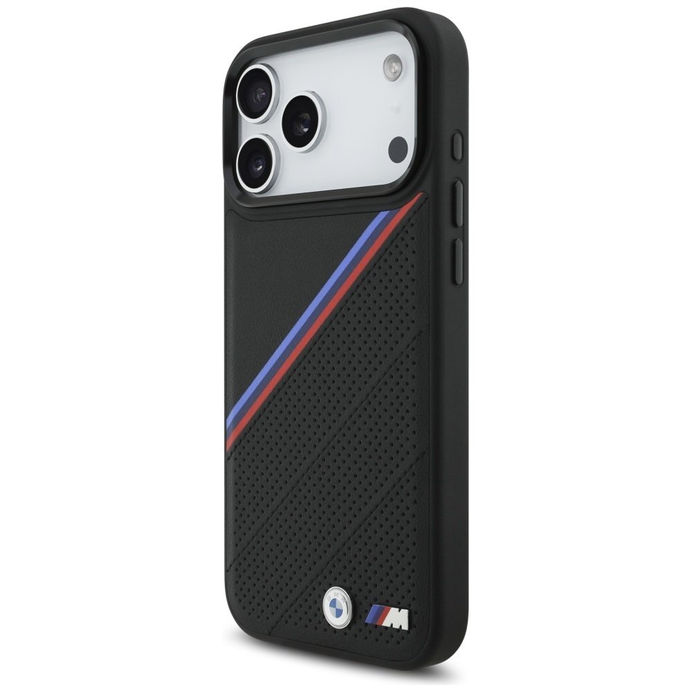 iPhone 17 Pro Max dėklas BMW M Tricolor Metal Logo MagSafe – juodas 1