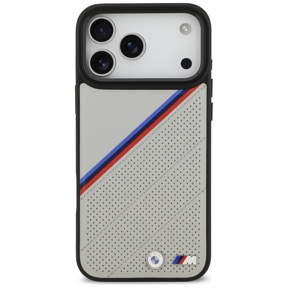 iPhone 17 Pro Max dėklas BMW M Tricolor Metal Logo su MagSafe – pilkas 2