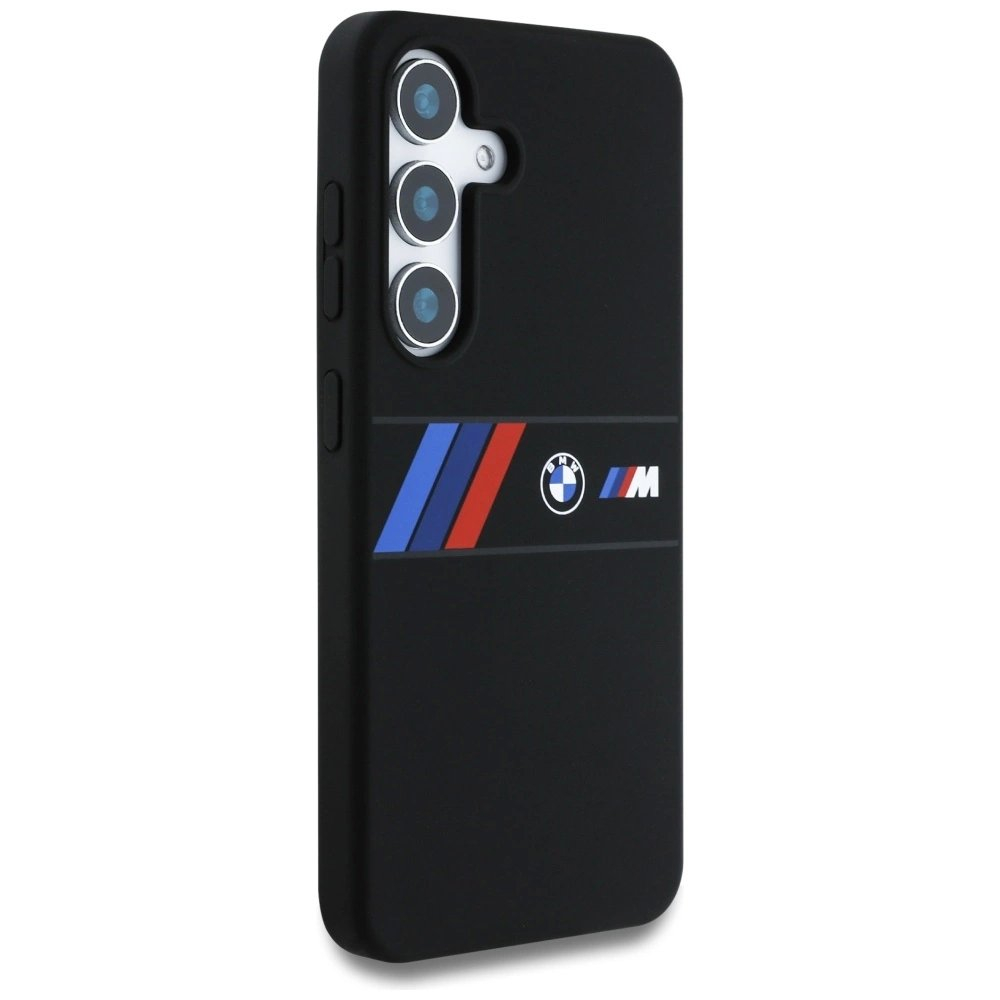 BMW Silikoninis Middle Tricolor Stripes MagSafe Dėklas skirtas Samsung Galaxy S25 - Juodas 3