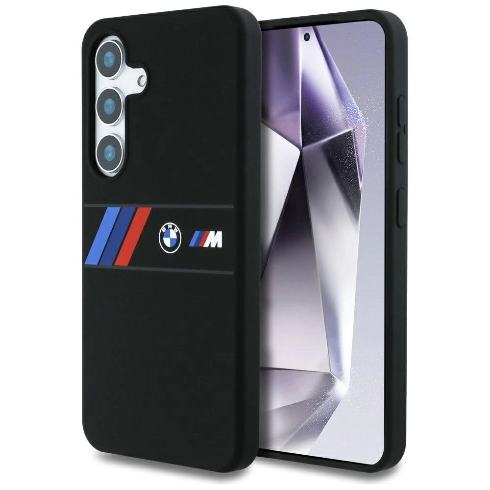 BMW Silikoninis Middle Tricolor Stripes MagSafe Dėklas skirtas Samsung Galaxy S25 - Juodas