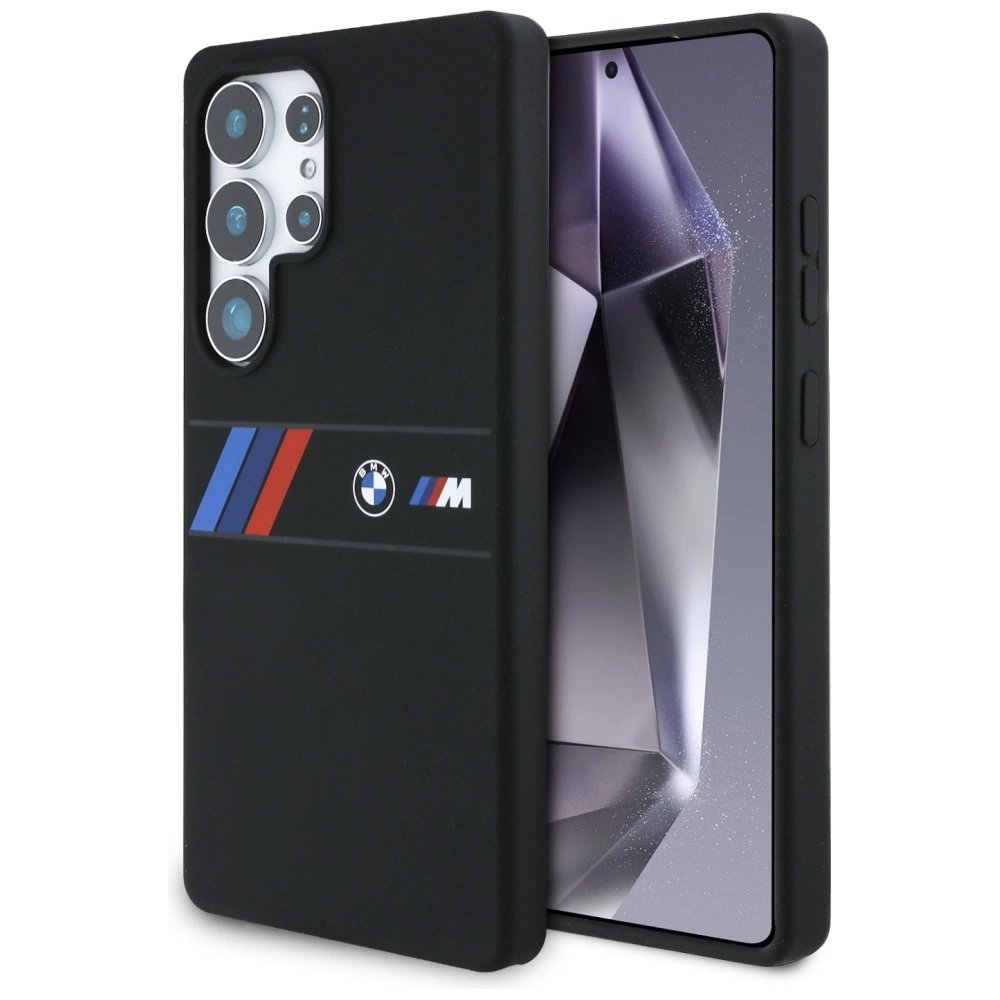 BMW Silikoninis Middle Tricolor Stripes MagSafe Dėklas skirtas Samsung Galaxy S25 Ultra - Juodas