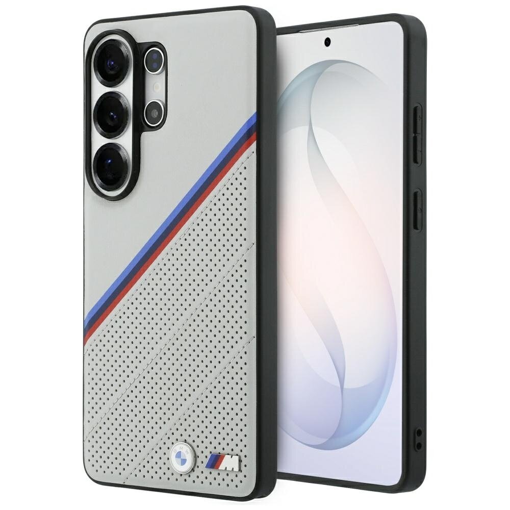 Samsung Galaxy S26 Ultra BMW Tricolor Metal Logo MagSafe dėklas – pilkas Samsung Galaxy S26 Ultra BMW Tricolor Metal Logo MagSafe dėklas – pilkas