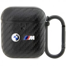 Dėklas ausinėms BMW Double Metal Logo BMA2WMPUCA2 AirPods 1/2 Juodas