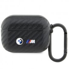 Dėklas ausinėms BMW Carbon Double Metal Logo BMAPWMPUCA2 AirPods Pro Juodas