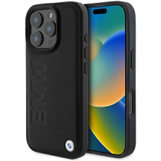 iPhone 16 Pro Max BMW odinis dėklas su įspaustu logotipu – juodas