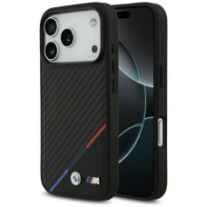 iPhone 17 Pro BMW M Carbon Tricolor Line MagSafe dėklas – juodas