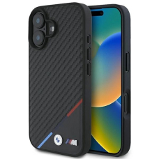 iPhone 16 – BMW M Carbon Tricolor Line MagSafe dėklas - Juodas