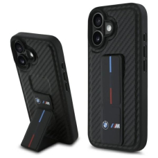 iPhone 16 – BMW M Grip Stand Smooth and Carbon dėklas - Juodas