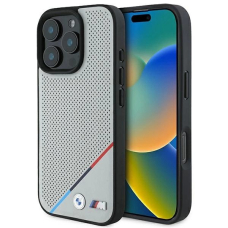 iPhone 16 Pro – BMW M Perforated Tricolor Line MagSafe dėklas - Pilkas