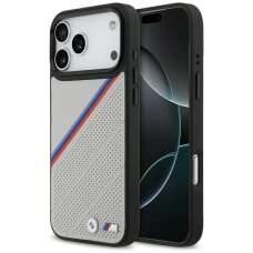 iPhone 17 Pro Max dėklas BMW M Tricolor Metal Logo su MagSafe – pilkas
