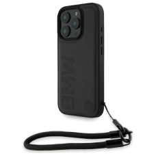 iPhone 16 Pro Max BMW Signature Leather Wordmark Cord dėklas - juodas
