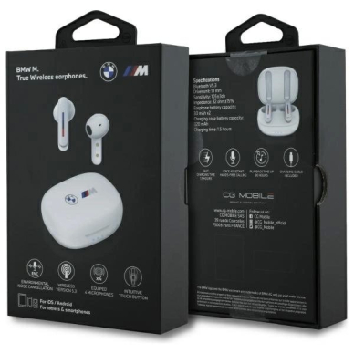 BMW BMBEMIATP20LOH Bluetooth TWS ausinės + įkrovimo stotelė – baltos / balti logotipai 5