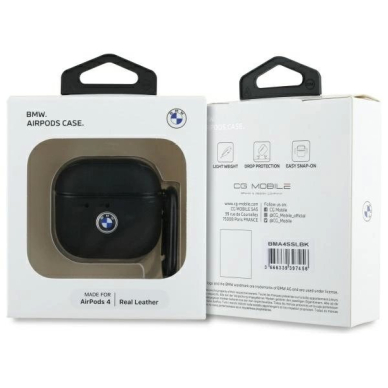 BMW BMA4SSLBK AirPods 4 cover Juodas/Juodas Geniune Odinis Sidabrinis Logo 2 BMW BMA4SSLBK AirPods 4 cover Juodas/Juodas Geniune Odinis Sidabrinis Logo 2