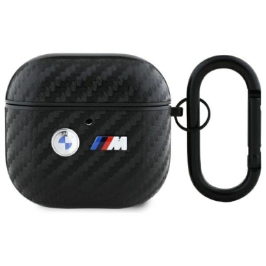 AirPods 4 BMW Carbon Double Metal Logo dėklas - juodas