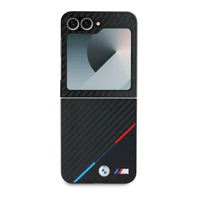 BMW Carbon Tricolor Dėklas Samsung Galaxy Z Flip 6 - Juodas 1 BMW Carbon Tricolor Dėklas Samsung Galaxy Z Flip 6 - Juodas 1