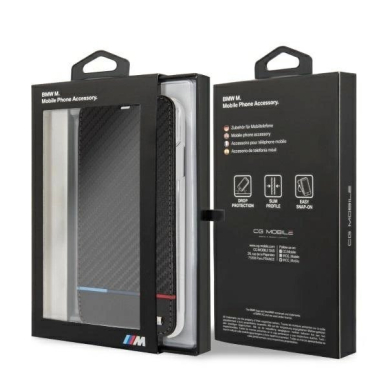 BMW Carbon Tricolor Stripe iPhone XS Max Dėklas - Juodas 5