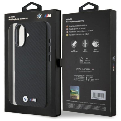 Orginalus BMW Dėklas Carbon Wrapped Metal iPhone 16 - Juodas 7 Orginalus BMW Dėklas Carbon Wrapped Metal iPhone 16 - Juodas 7