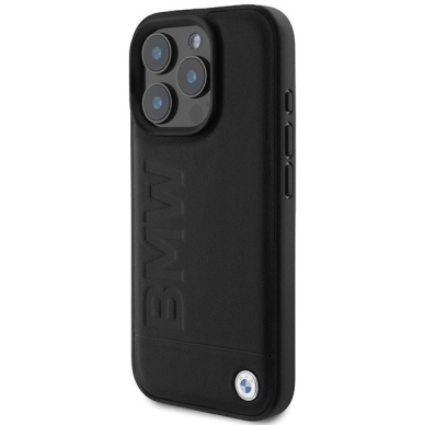 iPhone 16 Pro Max BMW odinis dėklas su įspaustu logotipu – juodas 1