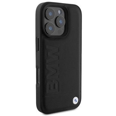 iPhone 16 Pro Max BMW odinis dėklas su įspaustu logotipu – juodas 3