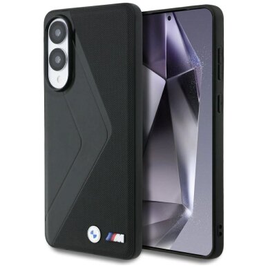 Samsung Galaxy S25 Edge dėklas BMW Leather Oversized Stripes su MagSafe – juodas