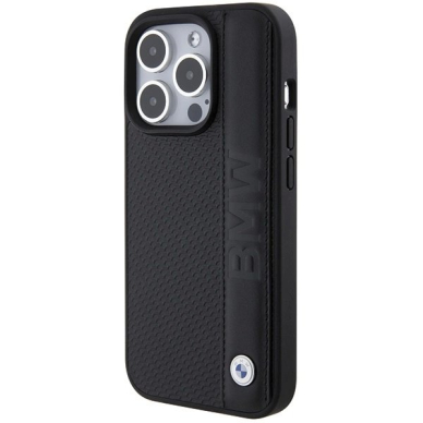BMW Odinis Textured & Stripe iPhone 15 Pro Max Dėklas - Juodas 1