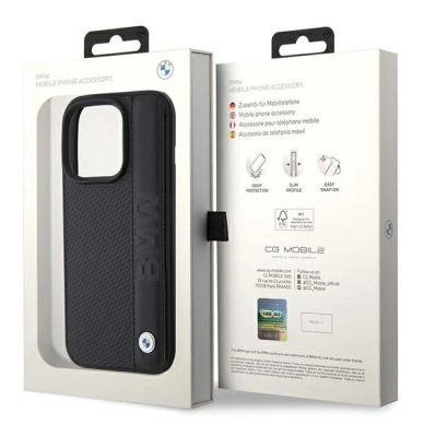 BMW Odinis Textured & Stripe iPhone 15 Pro Max Dėklas - Juodas 7