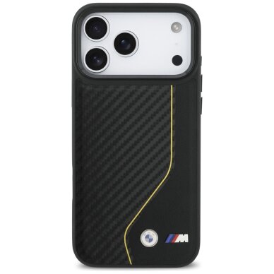 iPhone 17 Pro Max dėklas BMW M Carbon Line & Logo MagSafe – geltonas 2