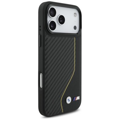 iPhone 17 Pro Max dėklas BMW M Carbon Line & Logo MagSafe – geltonas 3