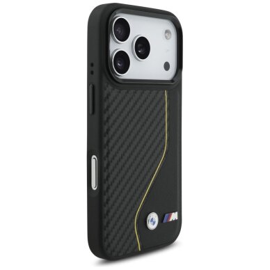 iPhone 17 Pro dėklas BMW M Carbon Line & Logo MagSafe – geltonas 3