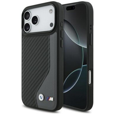 iPhone 17 Pro Max dėklas BMW M Carbon Logo, MagSafe – grafito iPhone 17 Pro Max dėklas BMW M Carbon Logo, MagSafe – grafito