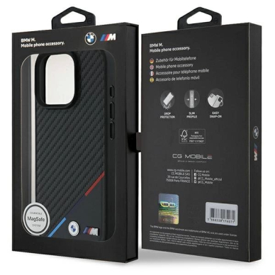 iPhone 16 Pro – BMW M Carbon Tricolor Line MagSafe dėklas - Juodas 7