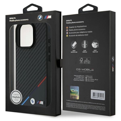 iPhone 16 Pro Max – BMW M Carbon Tricolor Line MagSafe dėklas - Juodas 7
