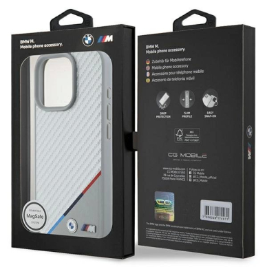 iPhone 16 Pro Max – BMW M Carbon Tricolor Line MagSafe dėklas - Pilkas 7
