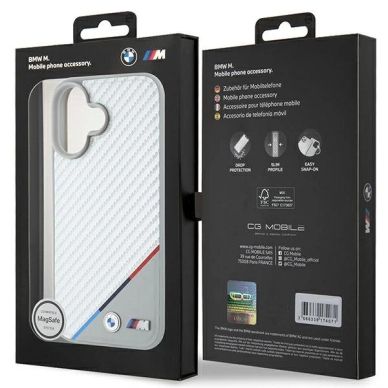 iPhone 16 – BMW M Carbon Tricolor Line MagSafe dėklas - Pilkas 7