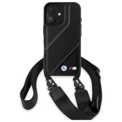 Orginalus BMW Dėklas M Edition Carbon Stripe Strap iPhone 16 Plus - Juodas 1 Orginalus BMW Dėklas M Edition Carbon Stripe Strap iPhone 16 Plus - Juodas 1