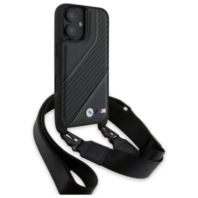 Orginalus BMW Dėklas M Edition Carbon Stripe Strap iPhone 16 Plus - Juodas 2 Orginalus BMW Dėklas M Edition Carbon Stripe Strap iPhone 16 Plus - Juodas 2