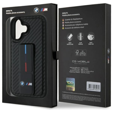 iPhone 16 – BMW M Grip Stand Smooth and Carbon dėklas - Juodas 7 iPhone 16 – BMW M Grip Stand Smooth and Carbon dėklas - Juodas 7