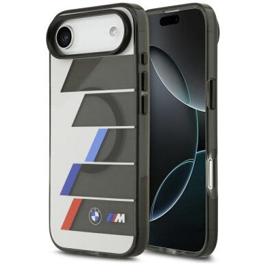 iPhone Air BMW M IML Metal Buttons Tricolor Lines MagSafe dėklas – pilkas