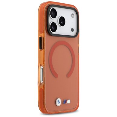 iPhone 17 Pro Max BMW M IML Shockproof Metal Logos MagSafe dėklas – Pro oranžinis 3