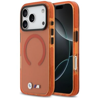 iPhone 17 Pro BMW M IML Shockproof Metal Logos MagSafe dėklas – Pro oranžinis